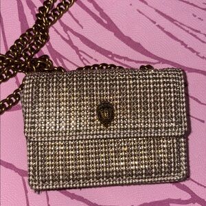 Kurt Geiger Metallic Micro Crossbody Bag with Gold Chain